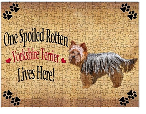 Spoiled Rotten Yorkshire Terrier Dog Puzzle with Photo Tin