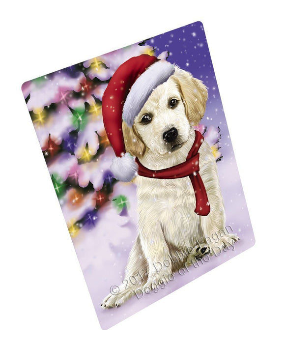Winterland Wonderland Labrador Dog In Christmas Holiday Scenic Background Tempered Cutting Board