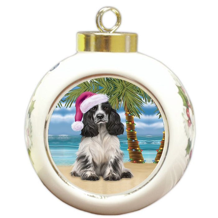 Summertime Cocker Spaniel Dog on Beach Christmas Round Ball Ornament POR1104