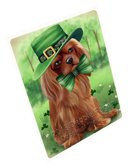 St. Patricks Day Irish Portrait Cavalier King Charles Spaniel Dog Tempered Cutting Board C50163