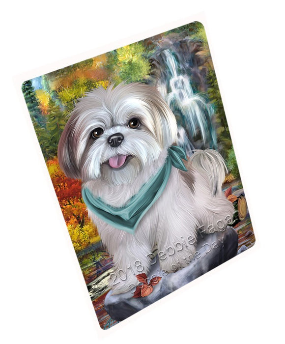 Scenic Waterfall Lhasa Apso Dog Tempered Cutting Board C52221