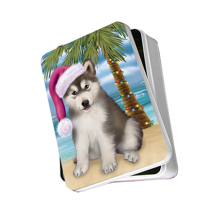 Summertime Alaskan Malamute Puppy on Beach Christmas Photo Storage Tin PTIN0531