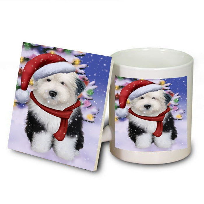 Winter Wonderland Old English Sheepdog Christmas Mug and Coaster Set MUC0753