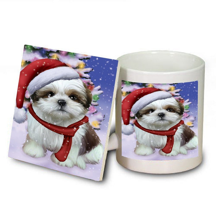 Winter Wonderland Shih Tzu Dog Christmas Mug and Coaster Set MUC0757