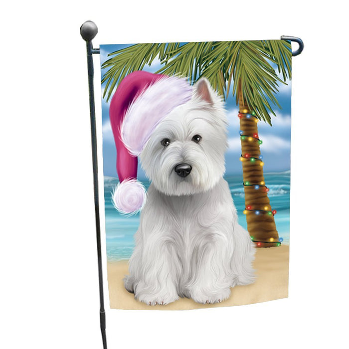 Summertime Christmas Happy Holidays West Highland White Terrier Dog on Beach Garden Flag FLG340