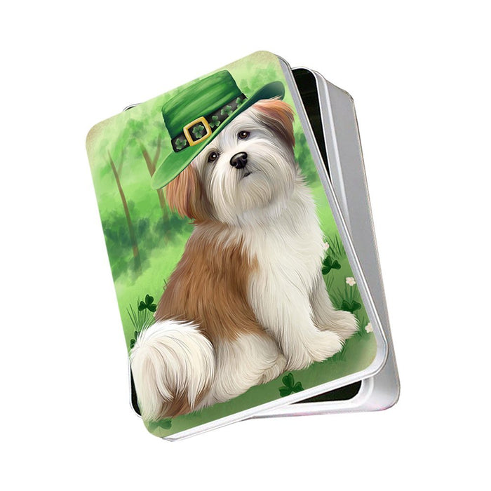 St. Patricks Day Irish Portrait Malti Tzu Dog Photo Storage Tin PITN48835
