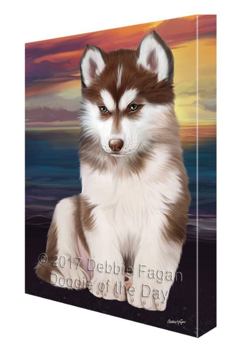 Siberian Husky Dog Painting Printed on Canvas Wall Art Signed