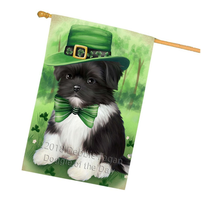 St. Patricks Day Irish Portrait Shih Tzu Dog House Flag FLG49247