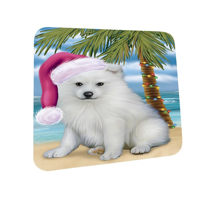 Summertime American Eskimo Puppy on Beach Christmas Coasters CST406 (Set of 4)