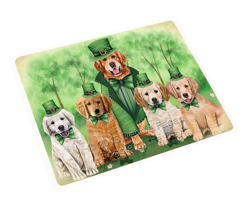 St. Patricks Day Irish Portrait Golden Retrievers Dog Tempered Cutting Board C50289