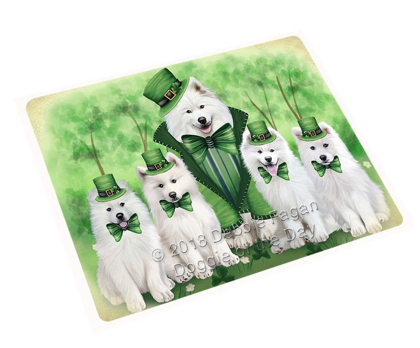 St. Patricks Day Irish Family Portrait Samoyeds Dog Tempered Cutting Board C51627
