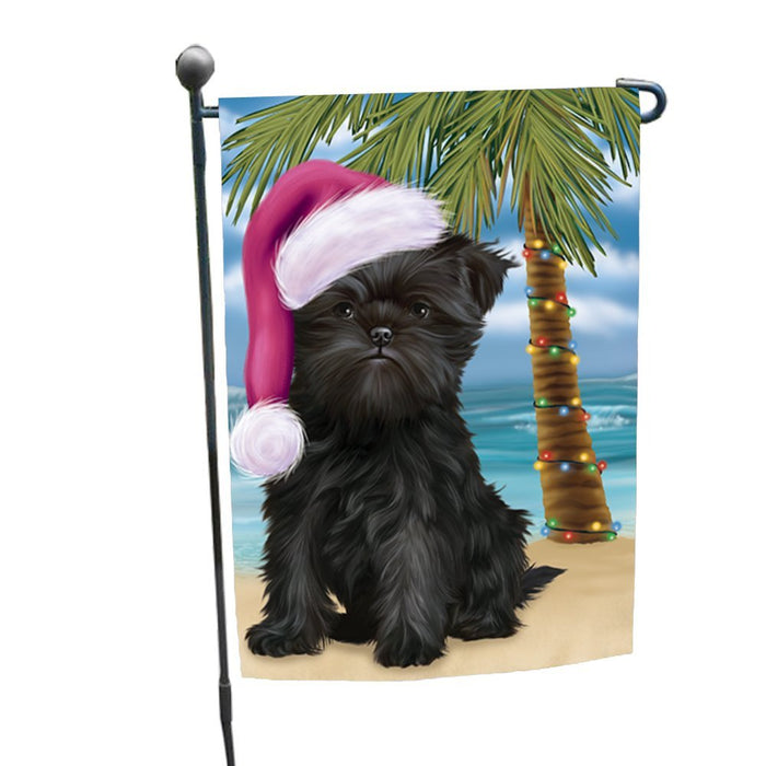 Summertime Happy Holidays Christmas Affenpinscher Dog on Tropical Island Beach Garden Flag