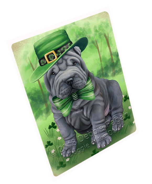 St. Patricks Day Irish Portrait Shar Pei Dog Tempered Cutting Board C51666