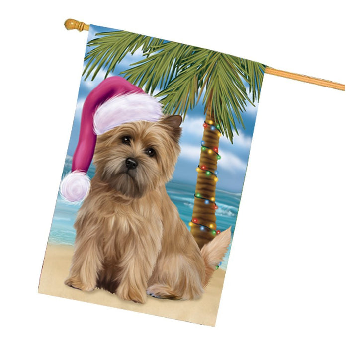 Summertime Happy Holidays Christmas Cairn Terrier Dog on Tropical Island Beach House Flag