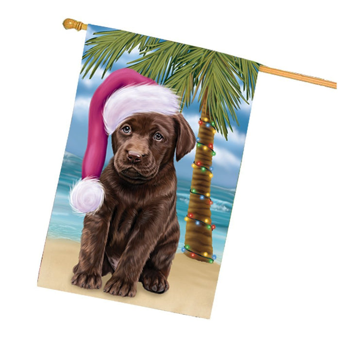 Summertime Happy Holidays Christmas Labradors Dog on Tropical Island Beach House Flag