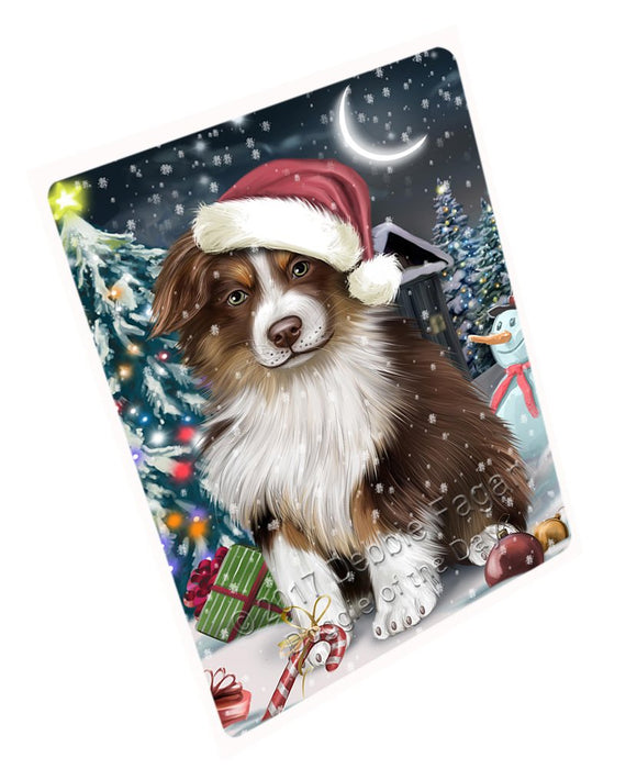 Have A Holly Jolly Christmas Australian Shepherd Dog In Holiday Background Magnet Mini (3.5" x 2") D005