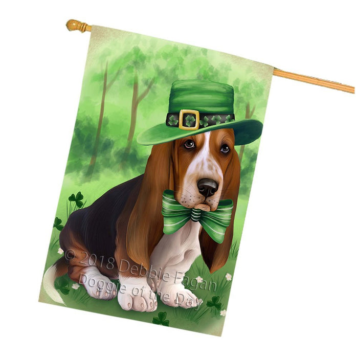 St. Patricks Day Irish Portrait Basset Hound Dog House Flag FLG49151