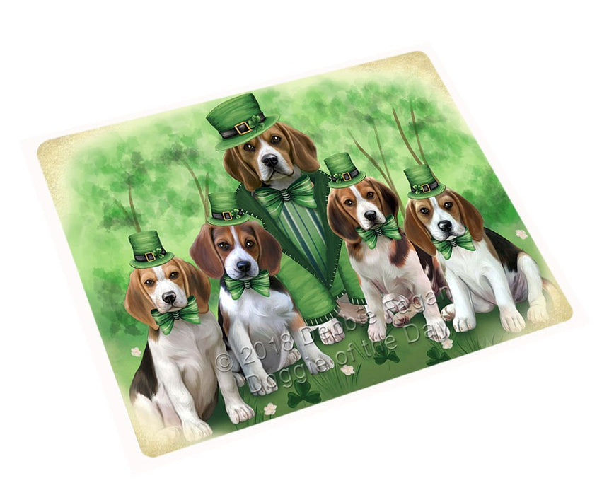 St. Patricks Day Irish Family Portrait Beagles Dog Tempered Cutting Board C51429