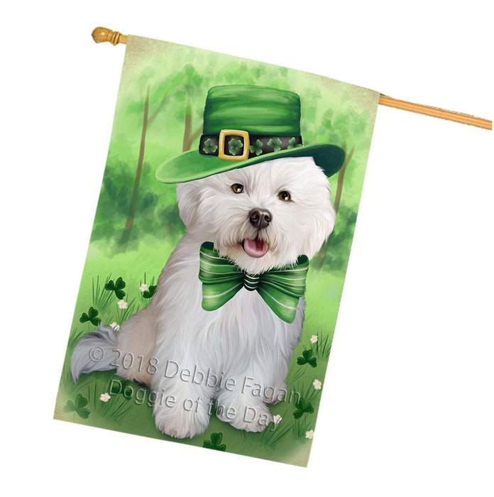 St. Patricks Day Irish Portrait Bichon Frise Dog House Flag FLG49167