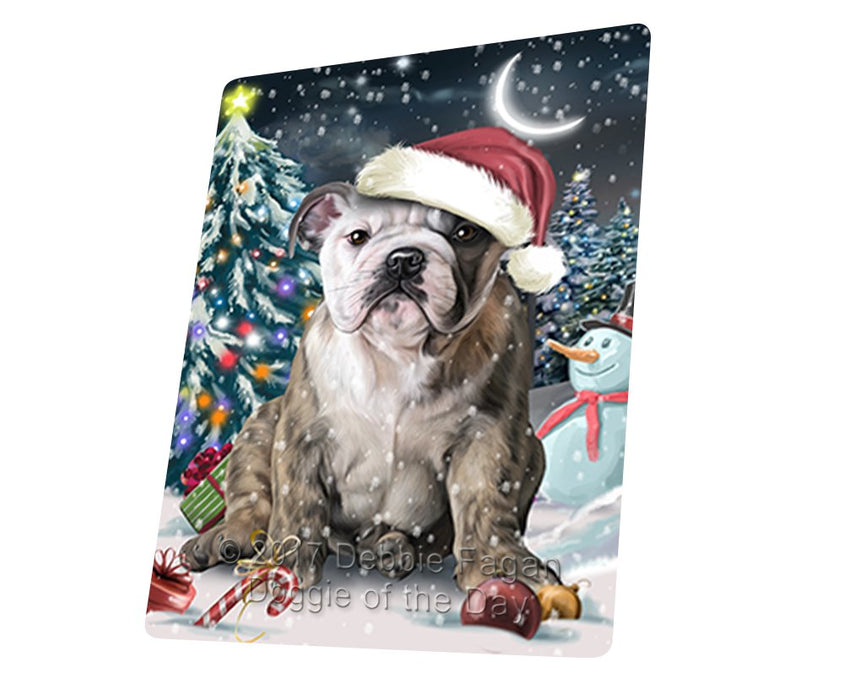 Have A Holly Jolly Christmas Bulldog Dog In Holiday Background Magnet Mini (3.5" x 2") D076