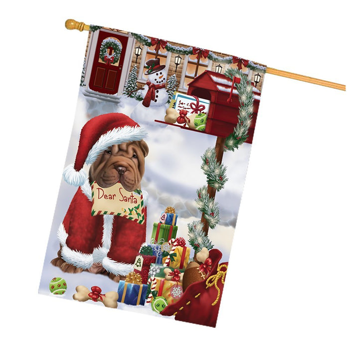 Shar Pei Dear Santa Letter Christmas Holiday Mailbox Dog House Flag