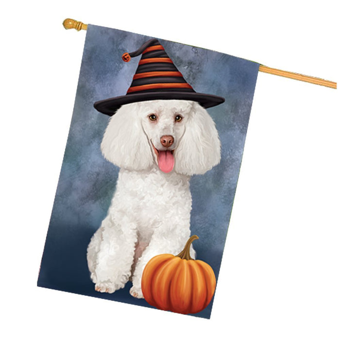 White Poodle Dog House Flag