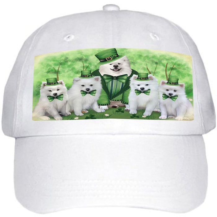 St. Patricks Day Irish Family Portrait American Eskimos Dog Ball Hat Cap HAT49086