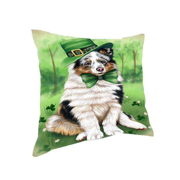 St. Patricks Day Irish Portrait Shetland Sheepdog Dog Pillow PIL52948