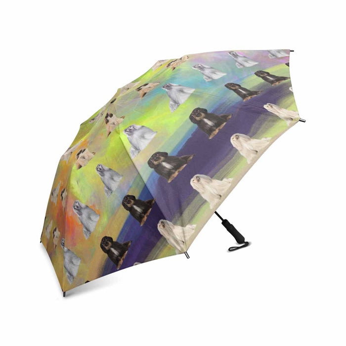 Afghan Hound Dogs  Semi-Automatic Foldable Umbrella