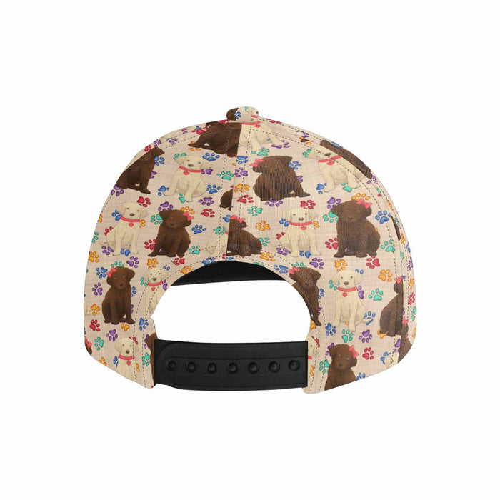 Women's All Over Rainbow Paw Print Chesapeake Bay Retriever Dog Snapback Hat Cap