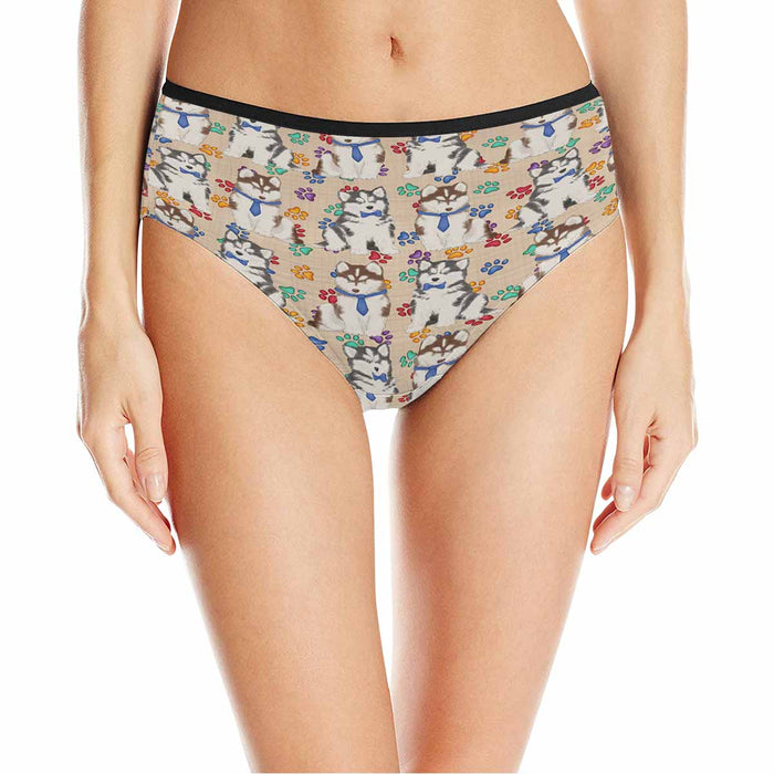 Siberian Husky Dogs Blue  Women&#039;s High Waist Briefs (Model L26)