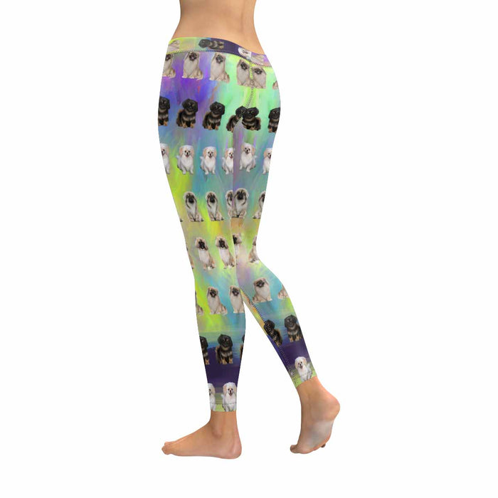 Pekingese Dogs  All-Over Low Rise Leggings (Model L07) (Outside Serging)