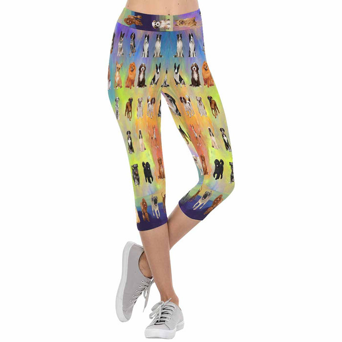 Multi Breed Dogs  All-Over Low Rise Capri Leggings (Model L08)