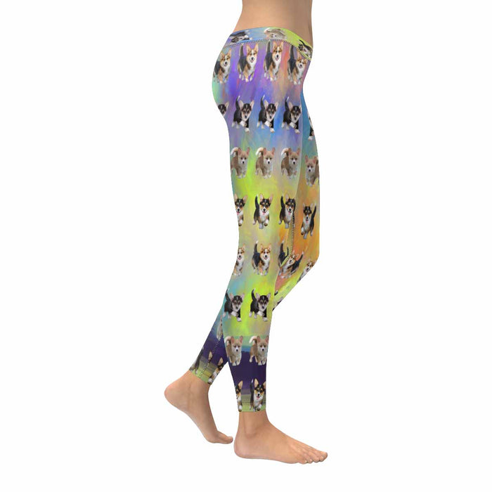 Pembroke Welsh Corgi Dogs  All-Over Low Rise Leggings (Model L07) (Outside Serging)