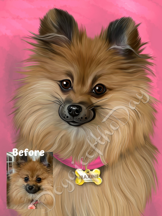 Digital Caricature PERSONALIZED Painting PET PORTRAIT! Custom Pet Photo Dog or Cat Art