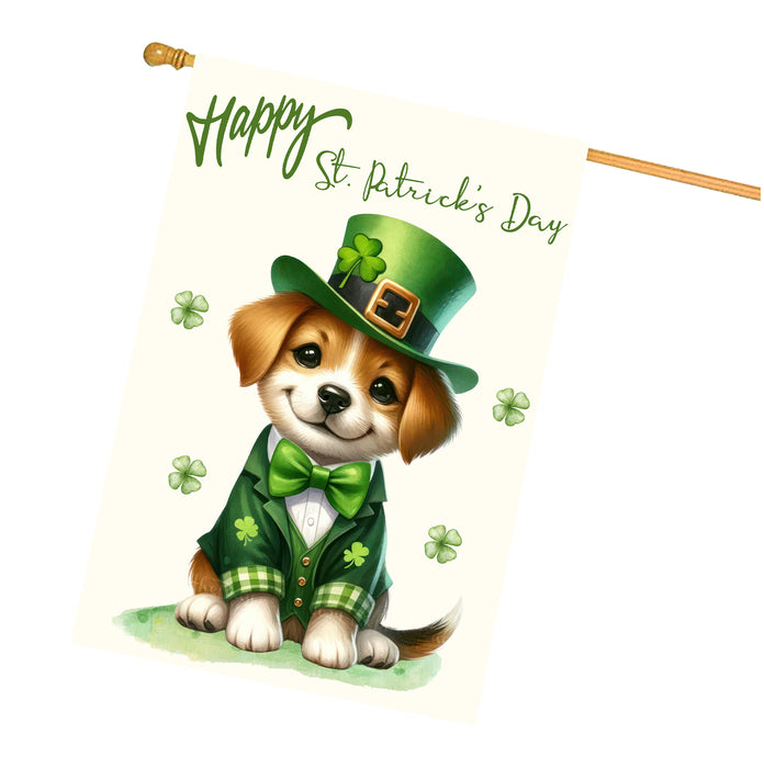 St. Patrick's Day Beagle Dog House Flags with Many Design - Double Sided Yard Home Festival Decorative Gift - Holiday Dogs Flag Decor - 28"w x 40"h