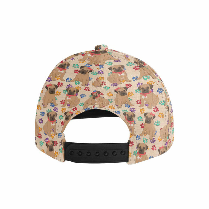 Women's All Over Rainbow Paw Print Bullmastiff Dog Snapback Hat Cap