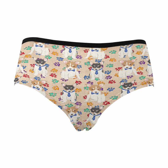 Rat Terrier Dogs Blue  Women's High Waist Briefs (Model L26)
