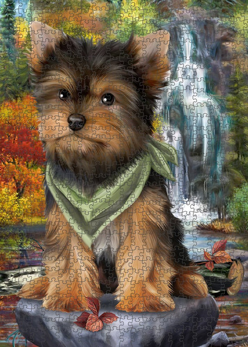 Scenic Waterfall Yorkshire Terrier Dog Puzzle with Photo Tin PUZL52488