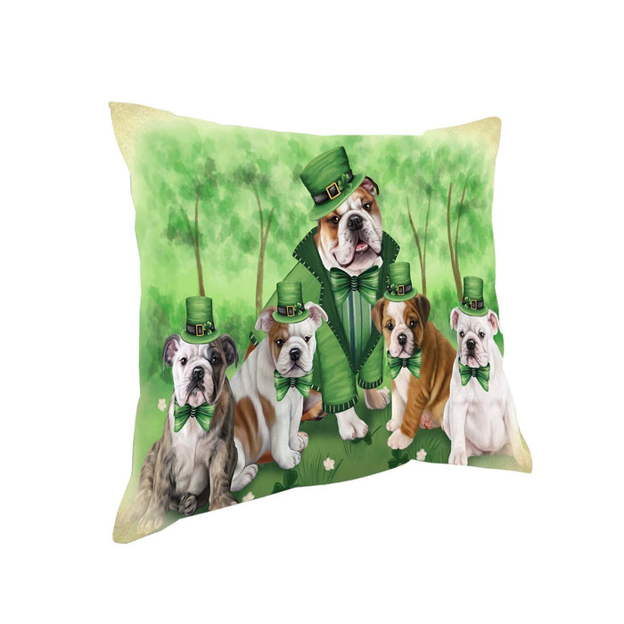 St. Patricks Day Irish Family Portrait Bulldogs Pillow PIL50856