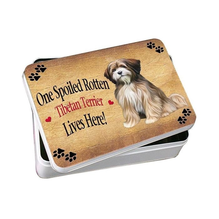 Tibetan Terrier Spoiled Rotten Dog Photo Storage Tin