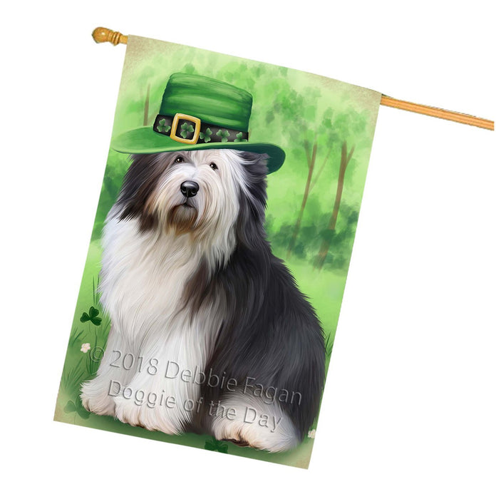 St. Patricks Day Irish Portrait Old English Sheepdog House Flag FLG48805