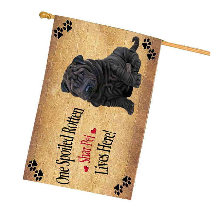 Spoiled Rotten Shar Pei Dog House Flag