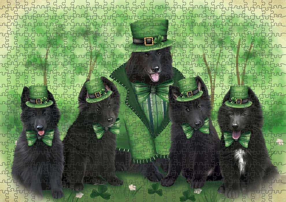 St. Patricks Day Irish Family Portrait Belgian Shepherds Dog Puzzle with Photo Tin PUZL51654