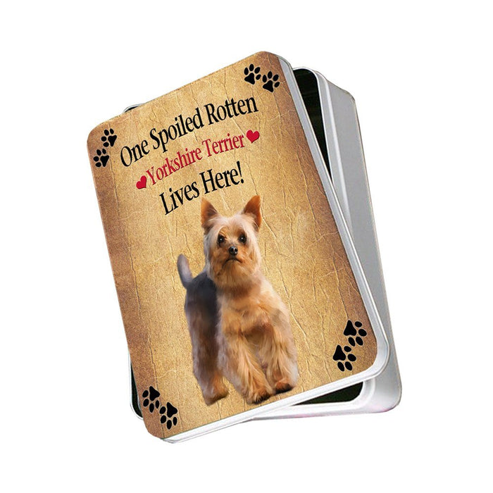 Yorkshire Terrier Spoiled Rotten Dog Photo Storage Tin