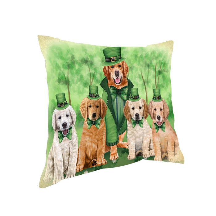 St. Patricks Day Irish Portrait Golden Retrievers Dog Pillow PIL51084