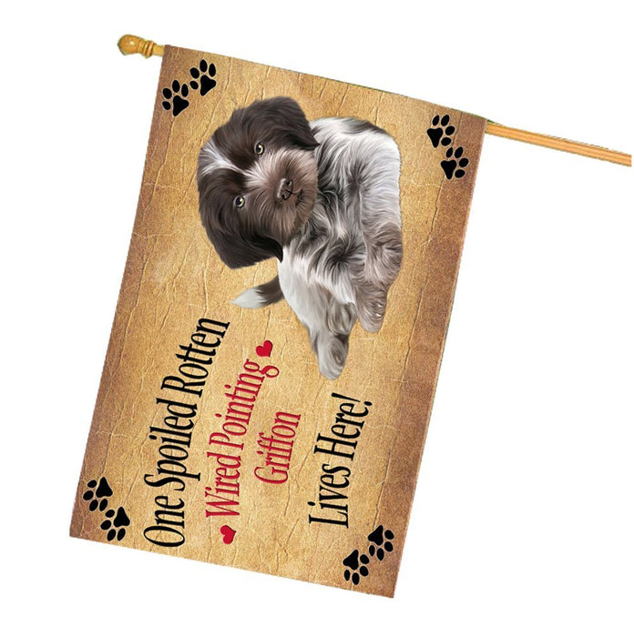 Spoiled Rotten Wirehaired Pointing Griffon Puppy Dog House Flag