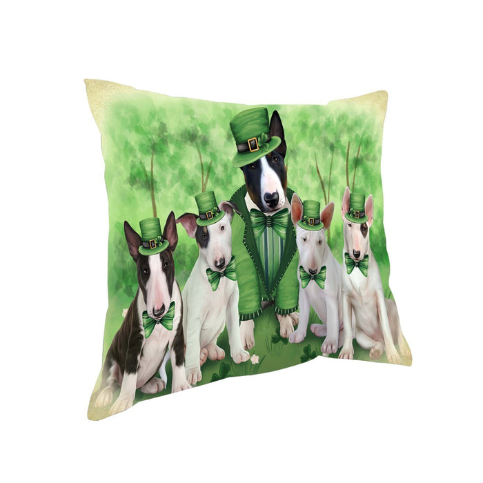 St. Patricks Day Irish Family Portrait Bull Terriers Dog Pillow PIL50848