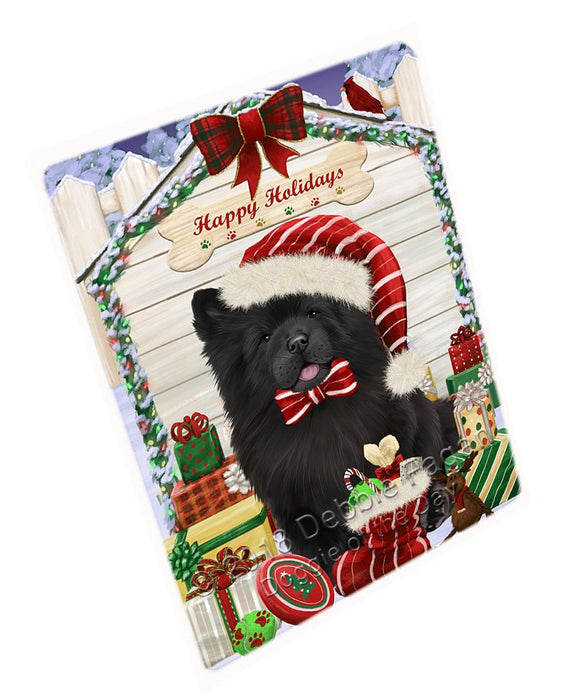 Happy Holidays Christmas Chow Chow Dog House With Presents Magnet Mini (3.5" x 2") MAG58491