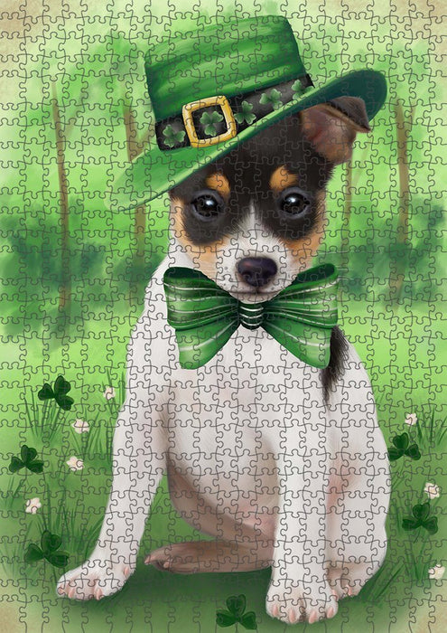 St. Patricks Day Irish Portrait Rat Terrier Dog Puzzle  PUZL51801